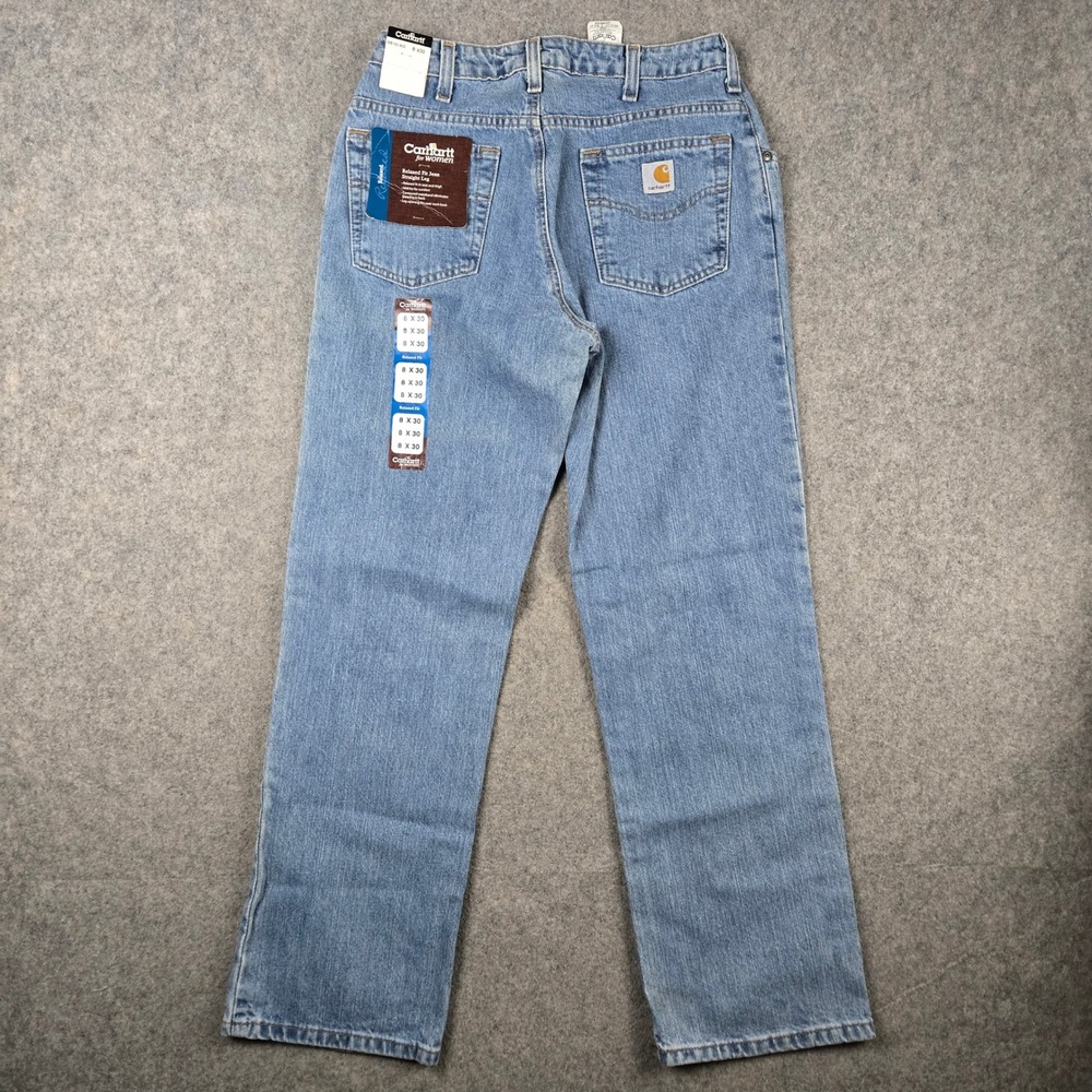 Carhartt Relaxed Fit Jeans Womens 8x30 Blue Straight Leg Workwear Denim Pants
